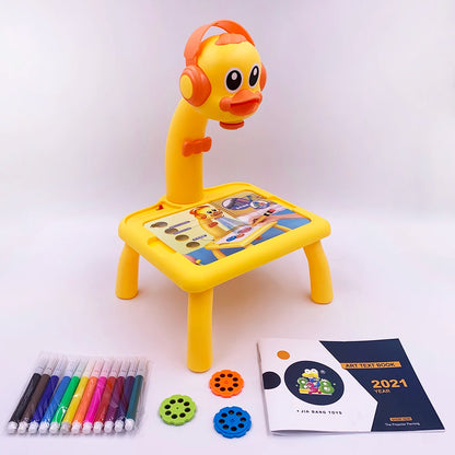 Mini Led Projector Art Drawing Table Light Toy for Children Kids Painting Board Small Desk Educational Learning Paint Tool Craft