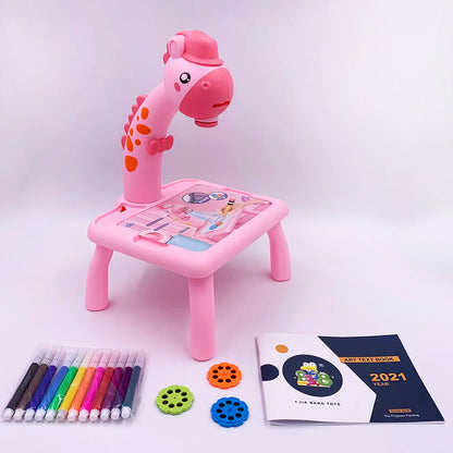 Mini Led Projector Art Drawing Table Light Toy for Children Kids Painting Board Small Desk Educational Learning Paint Tool Craft